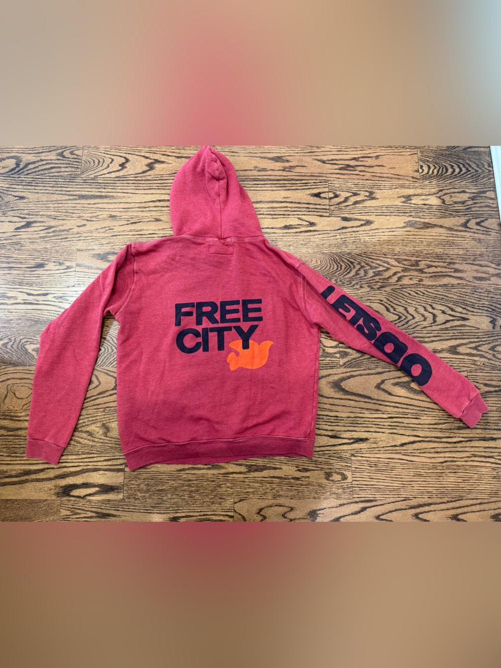 freecity Red Hooded Sweatshirt with Navy Logo